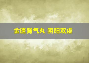 金匮肾气丸 阴阳双虚